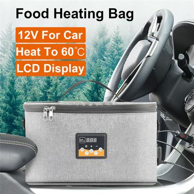Portable 8L 12V Car Food Heating Bag Warmer Container LCD Digital Display Gray