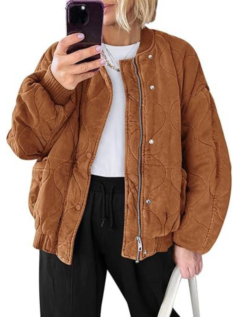 Women Jacket ,stand Collar, Pure Color, Loose and Casual, Long-sleeved ,zipper Fleece Jacket,single-breasted Plush,pocket,baseball Jacket