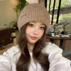 New wool hat women's autumn and winter big head circumference wool thickened warm ear protection knitted stacking hat cold hat