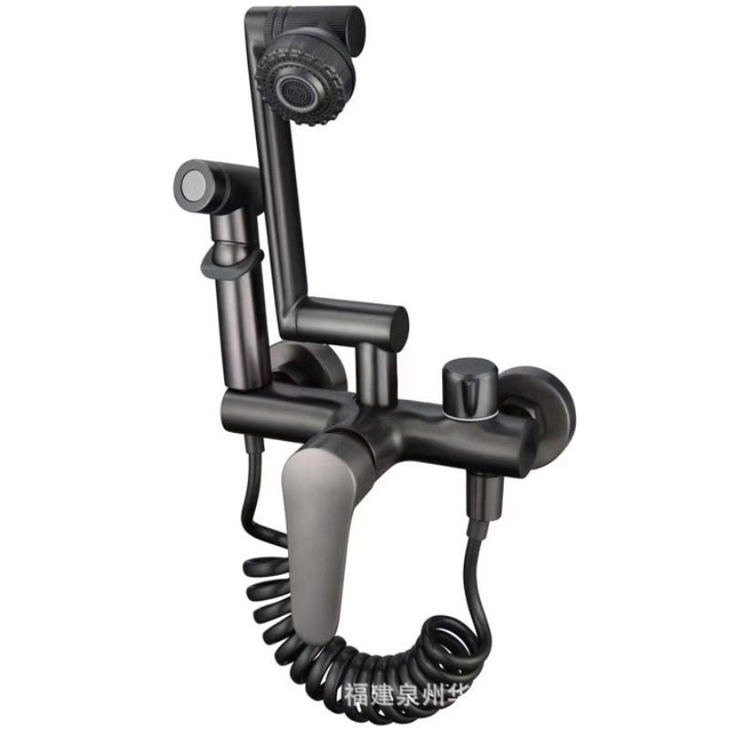 Install a wall-mounted multi-functional kitchen household sink with a copper faucet