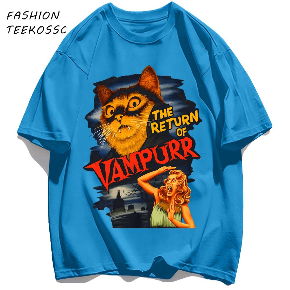 The Return Of Cat Print Men T Shirts AllMatch Soft Short Sleeve Hip Hop Fashion Summer Basics TShirt Unisex Cotton Loose Top