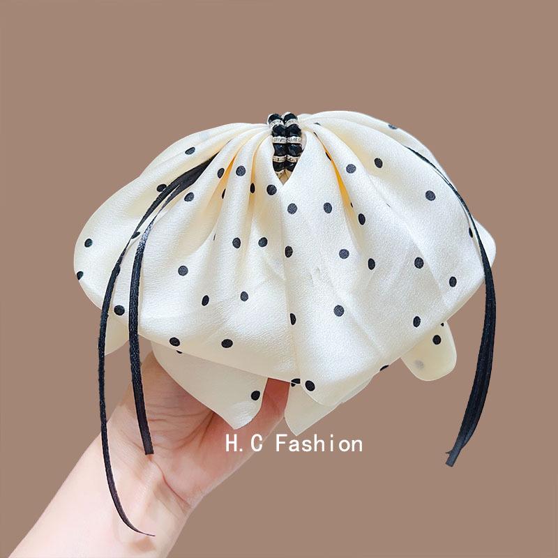 Polka Dot Bow Claw Clip: Elegant Women's Hair Accessory
