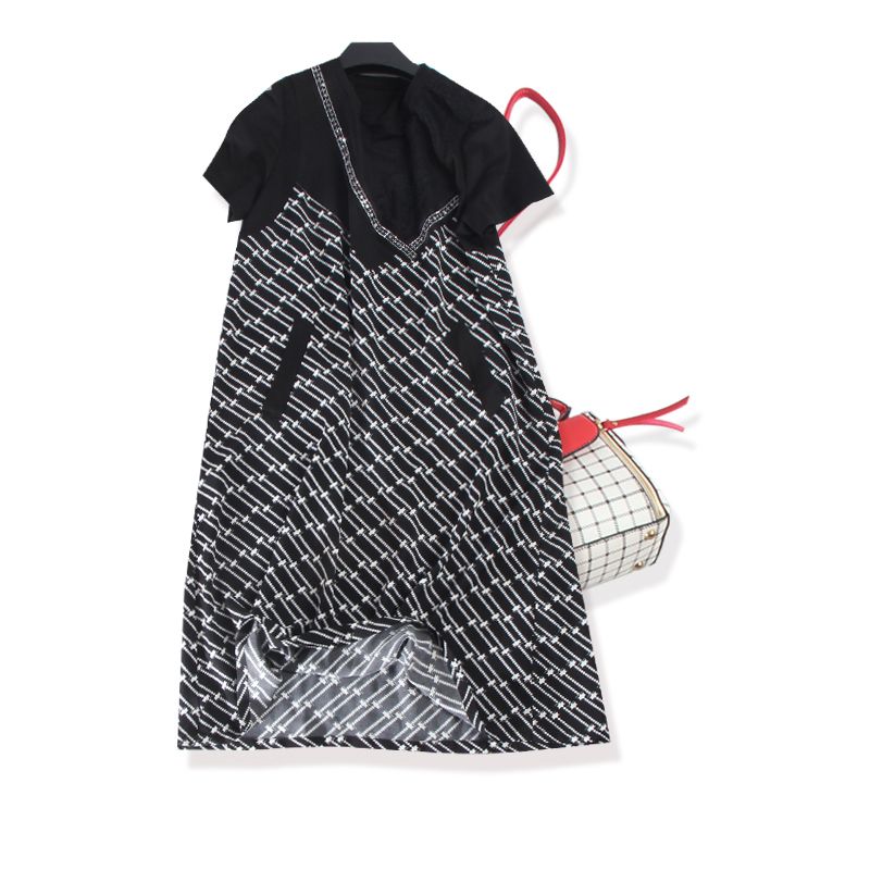 

Da Brand Daya Ozhouzhan Женское 2021 Лето Платье-обманка Геометрическое Сочетание Цветов Бусины Юбка Королевский Темперамент Black 2XL