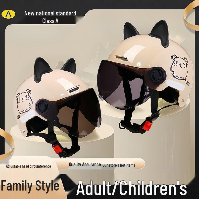 Certified Electric Motorcycle Helmet with Cat Ears - Unisex, Cute, Simple Summer Riding, Sun Protection