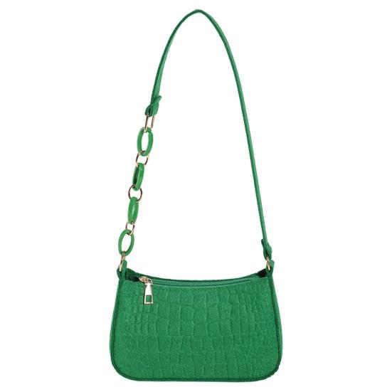 

Женская сумка через плечо с гладким цепочным декором, большая вместимость, застежка-молния, однотонный цвет зелёный