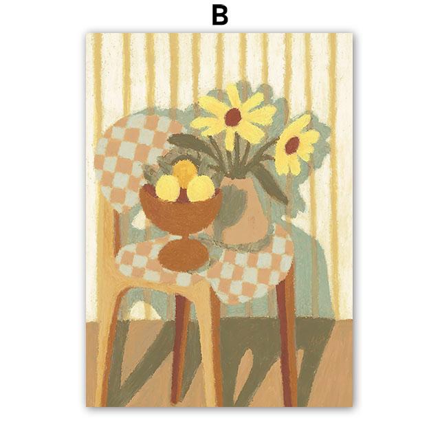 Boho Abstract Girl Wine Lily Flower Illustration Wall Art Canvas Painting Nordic Poster And Prints Picture For Living Room Decor