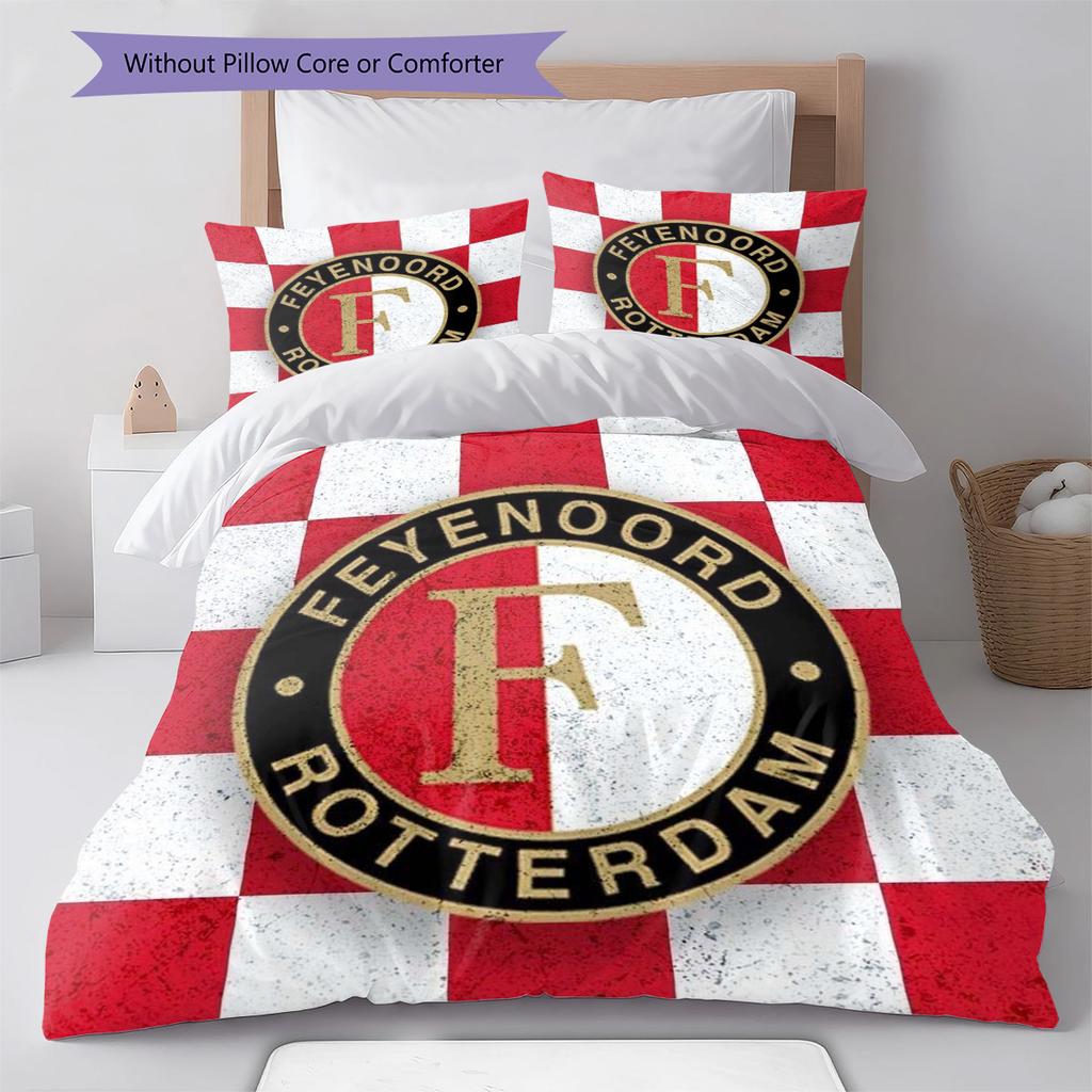 Feyenoord Pattern Bedding Quilt Set Quilt Cover Pillowcase Home Decoration Birthday Gift (1 * Duvet Cover + 2 * Pillowcase, Without Core)