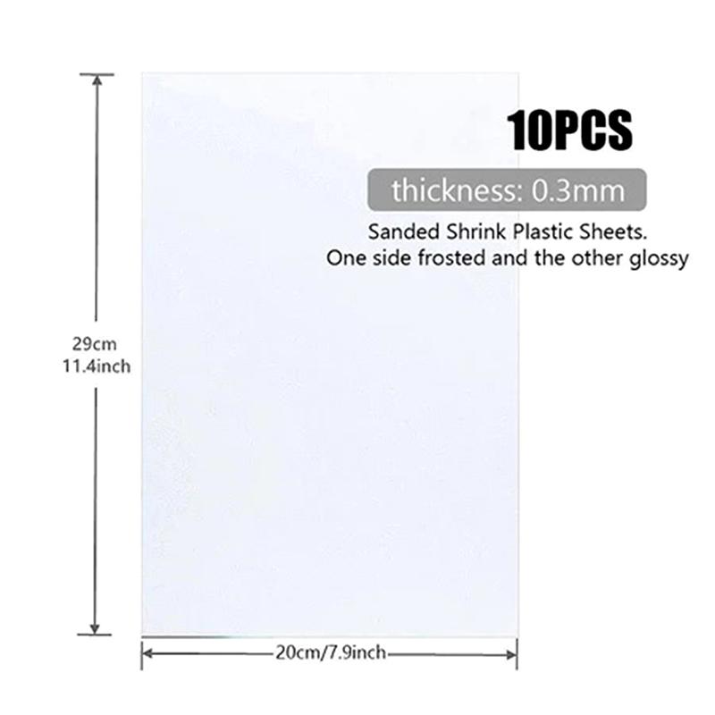 10 Pieces Shrink Plastic Sheets 20X29Cm Sanded Shrink Films Papers For Keychain Making Diy Craft