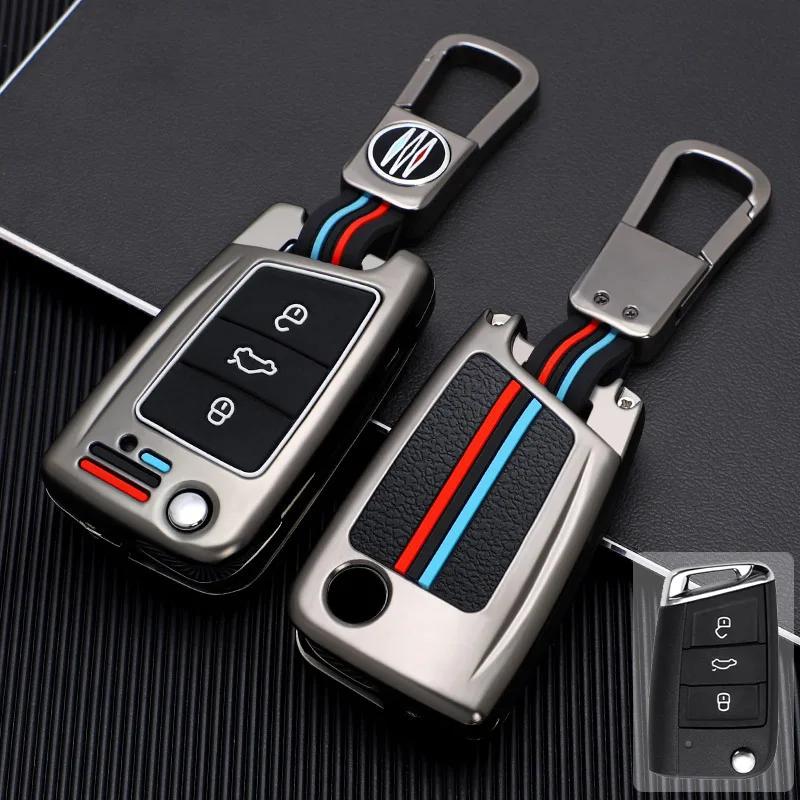 Interior Mouldings Zinc Alloy Car Key Case Full Cover For VW Volkswagen Golf 7 MK7 Tiguan MK2 For SEAT Ateca Leon FR 2 Ibiza For