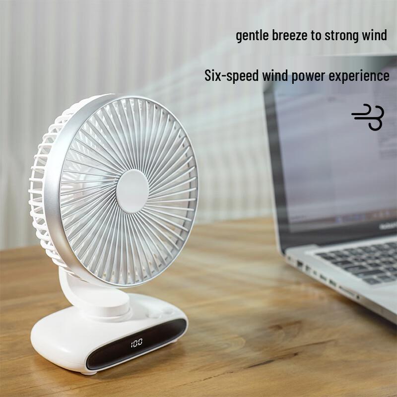 OEING Mini USB Desk Fan with Auto-Oscillation and Digital Display
