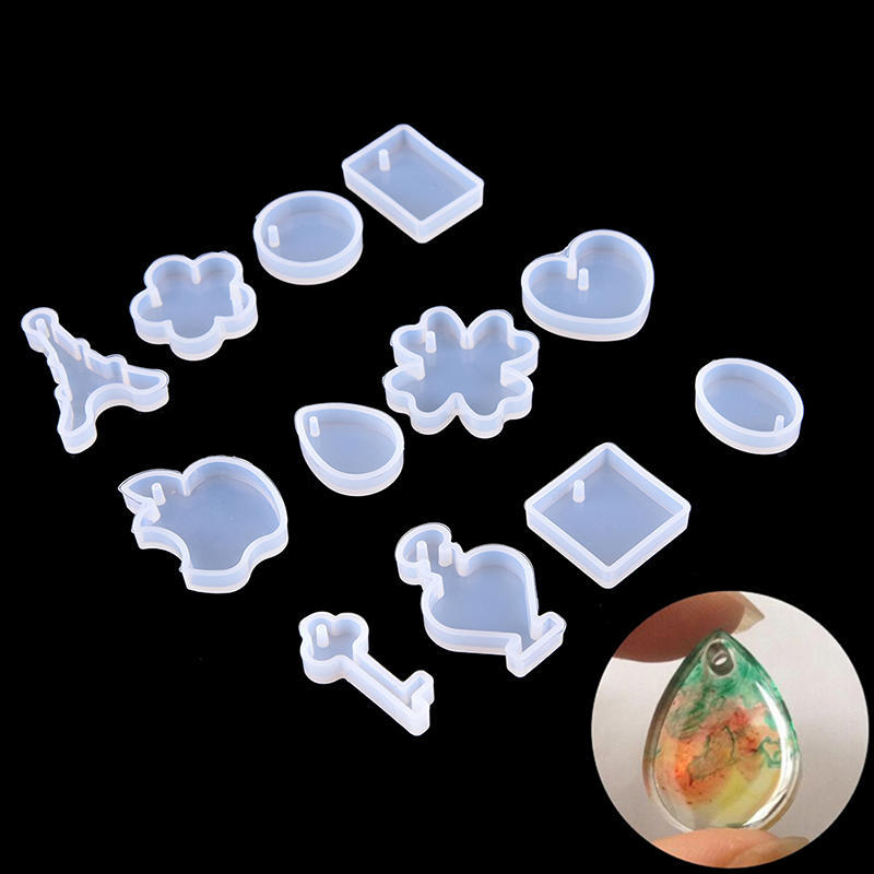 12Pcs/Set Holes Key Waterdrop Silicon Mold Mould Resin Jewelry Making Diy Craft