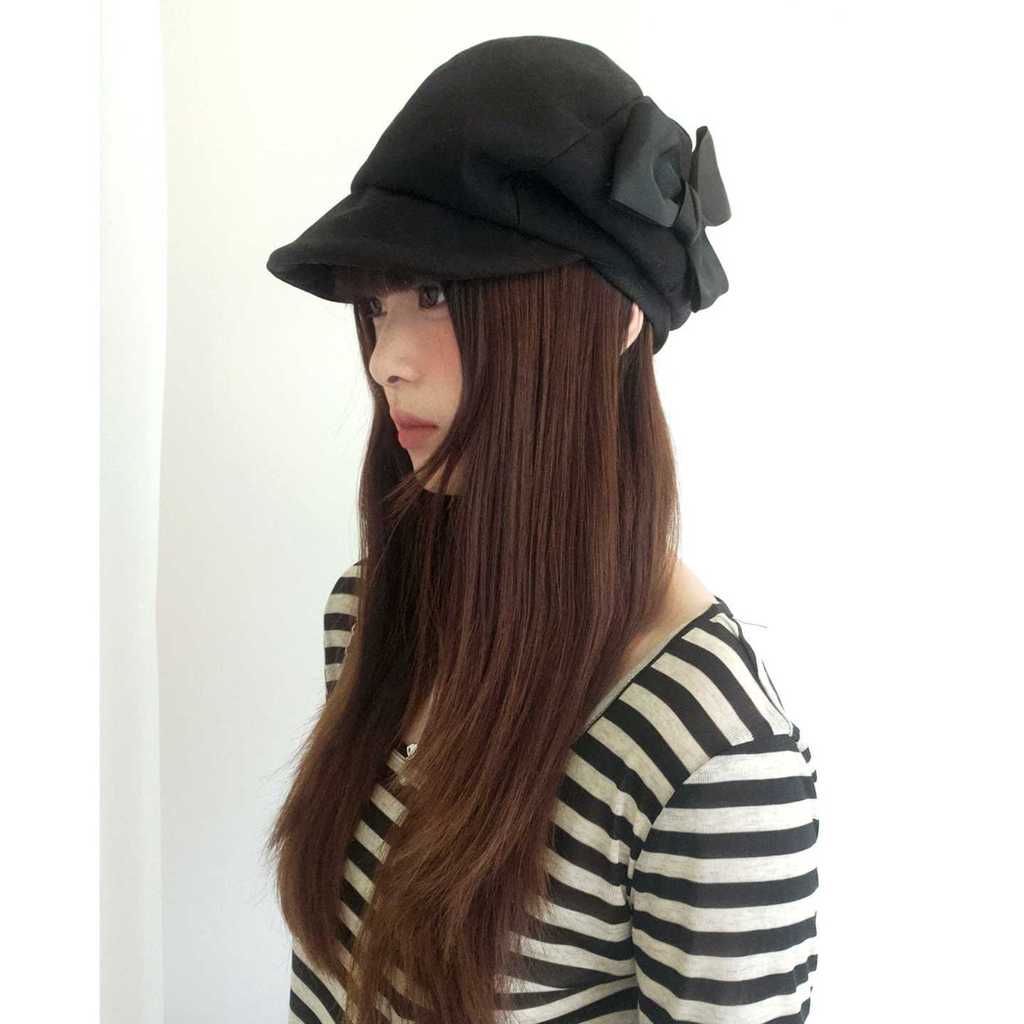Vintage Japanese Bowknot Beret Hat For Women Autumn Winter Warm Casual Fashion Accessory