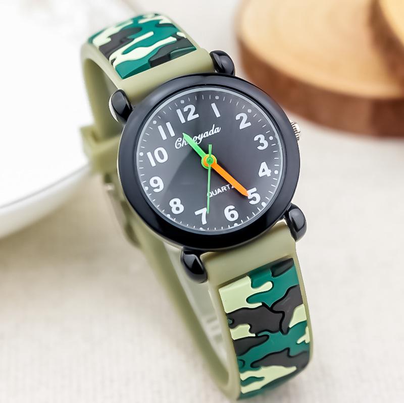 

Силиконовый ремешок Камуфляж Мультяшные Желейные Часы - Водонепроницаемые Детские Подарок на День Рождения чёрный/жёлтый