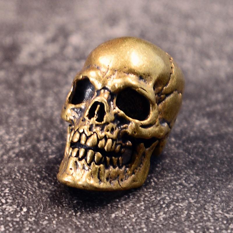 Brass Antique Skull Pendant Paracord Keychain Knife Handle Axe Grip Decor DIY Outdoor Accessory Brass