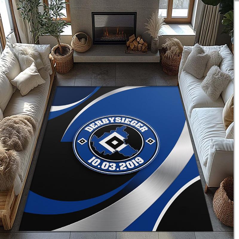 Tappeto in Velluto di Cristallo con Stampa Calcio Hamburger SV, Comodo Assorbente d'Acqua Antiscivolo Tappeto per Pavimenti Interni
