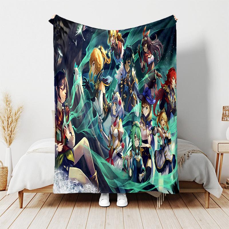 1pc Blanket - Genshin Impact characters Print Design, Lightweight Blanket for Sofa, Bed- Soft &Warm, Gift for All Seasons