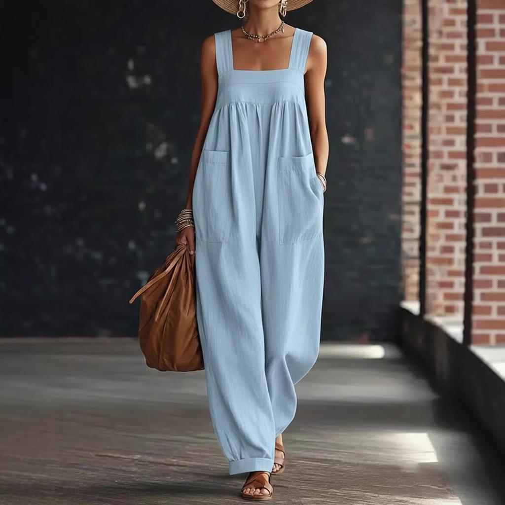 Tute da Donna Senza Maniche con Spalline Sottili Tuta da Donna a Gamba Larga con Tasche