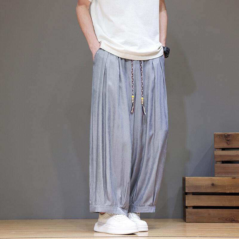 

2026 Spring Summer Men Breathable Pants Men Casual Solid Color Streetwear Baggy Pants Male Oversized Casual Wide Leg Pants 5XL