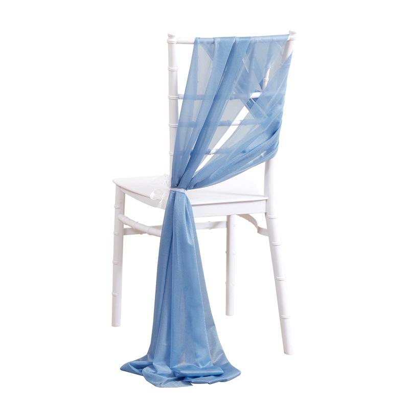 2pcs Chiffon Chair Sashes Wedding Chair Decoration 20x250cm for Wedding Aisle Party Banquet Event Baby Shower