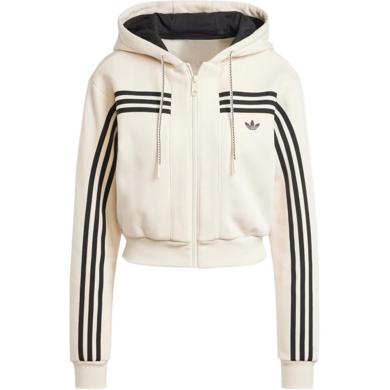 Adidas Originals 70s Short Full Zip Soft Fleece Hooded Sweatshirt Unisex Wonder White JN7664 2XS