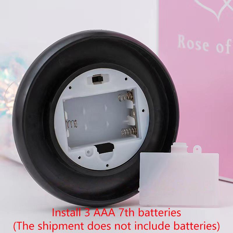 Eternal Flower Glass Lamp Plastic Cover Night Light Rose Simulation Flower With Bear Valentine Day Gift For Girlfriend