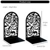 Sturdy Metal Bookends With Not Slip Base Floral Design For Home Office And Study Room