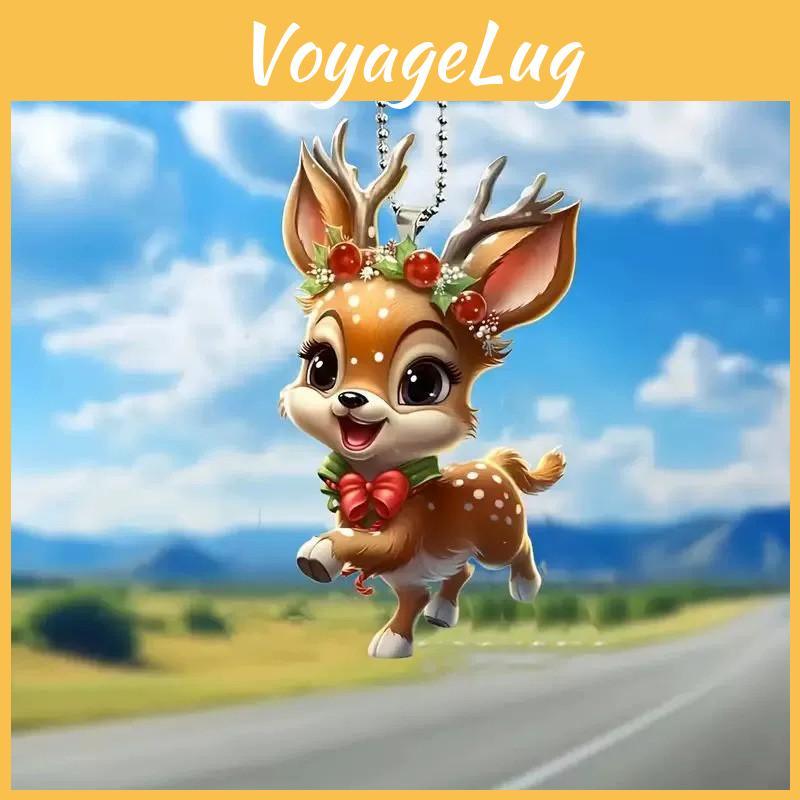 Cartoon Cute Brown Reindeer Pattern Acrylic Pendant For Christmas Decoration