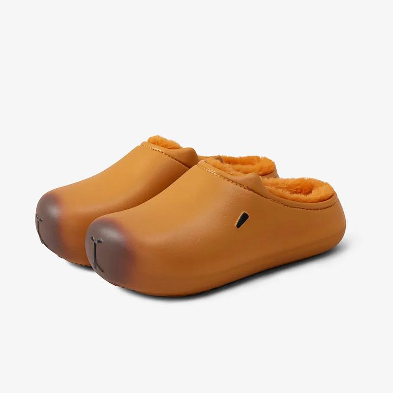 

Модные милые водонепроницаемые тапочки капибары для женщин и мужчин, весенне-зимняя обувь, толстая подошва, теплый плюш, противоскользящие, для пар, домашние уличные тапочки 44-45