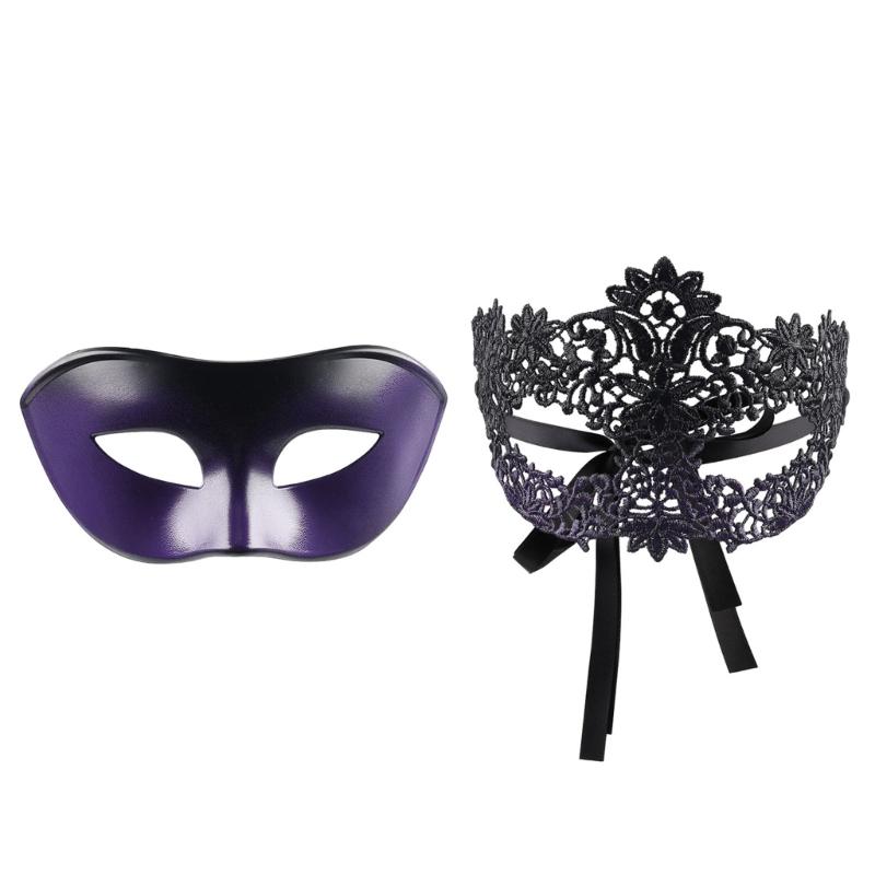 2 Part Set Elegant Half Face Pretend Disguises Thin Plastic For Halloween Parties & Celebratory Gatherings