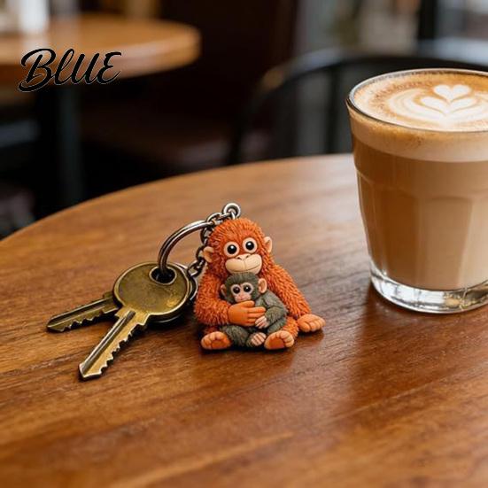Cute Monkey Keyring 3D Keychain Holding Plush Toy Gift for Collectors Decoration Backpack Purse Bag Accessories Animal Print