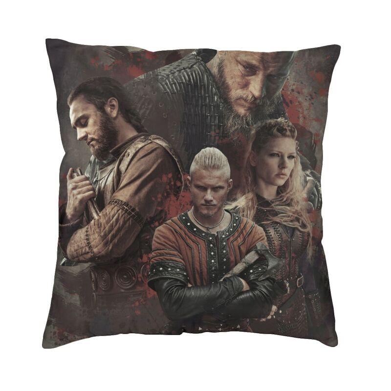 Vikings Lagertha Ragnar Lothbrok Sofa Cushion Cover Velvet Norse Valhalla Warrior Pillow Case Living Room Decoration Pillowcase