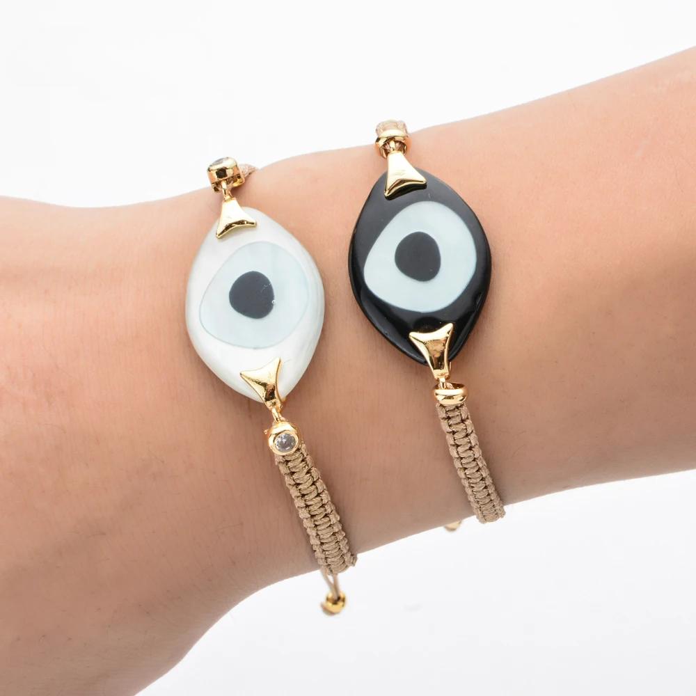 Boho Evil Eye Bracelets Handmade Braided Chain Lucky Jewelry Big Eye Trendy New Fashion Gifts for Women