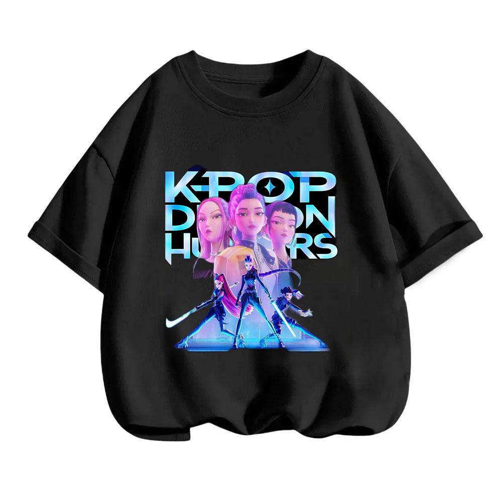 Kpop Lovci démonů Dětské oblečení Tričko s krátkým rukávem Roztomilé Kpop Lovci démonů Tygří Harajuku Tričko pro kluky a holky