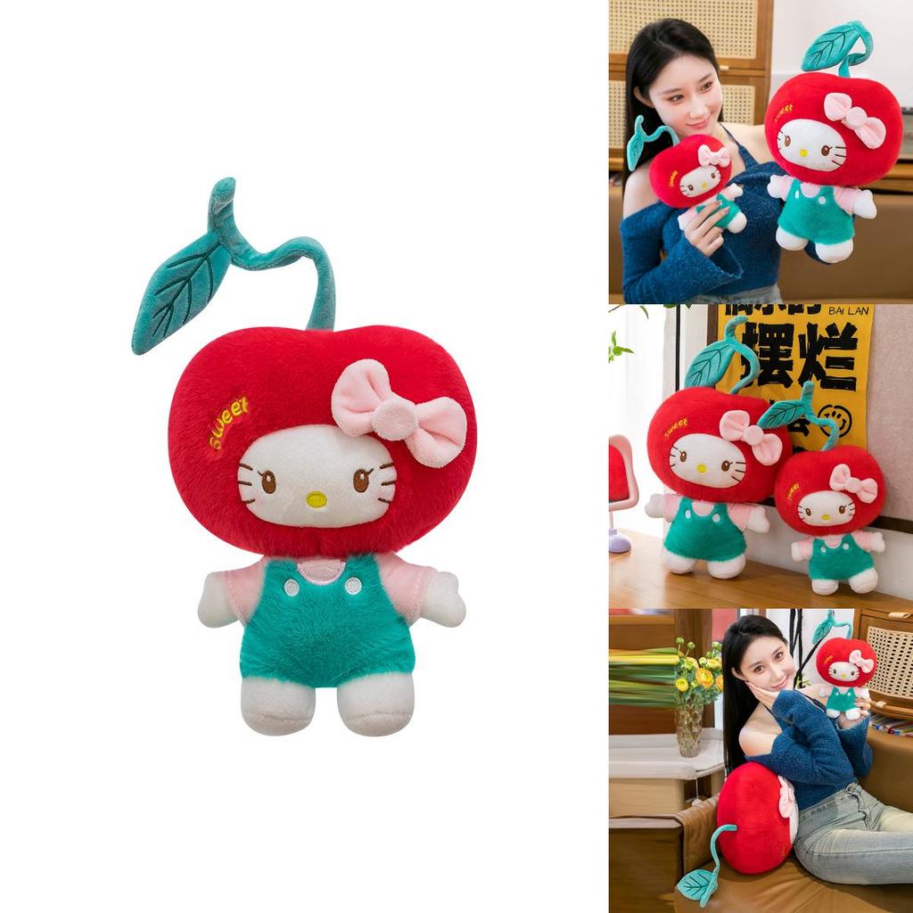 Cherry Bow Decoration Plush Toy Cute Character Stuffed Animal For Girls Kids Playroom