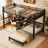 Due Spazi per Dormire, Letto a Castello, Struttura in Ferro, 90 x 200 cm, Scrivania, Presa con Porta USB e Type-C, Mensole, Certificato EN747, Senza Materasso, Nero