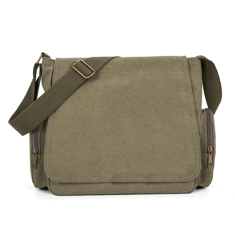 Vintage Women s Canvas Bag Multiple Pockets Shoulder Bag Army Green Female Messenger Bag Laptop Crossbody Bag Commuting армия зеленый