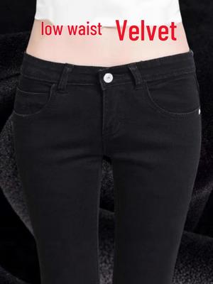 Low-Waisted Fleece-Lined Slimming Women's Winter Jeans – Sexy Midriff-Baring Elastic Pencil Pants