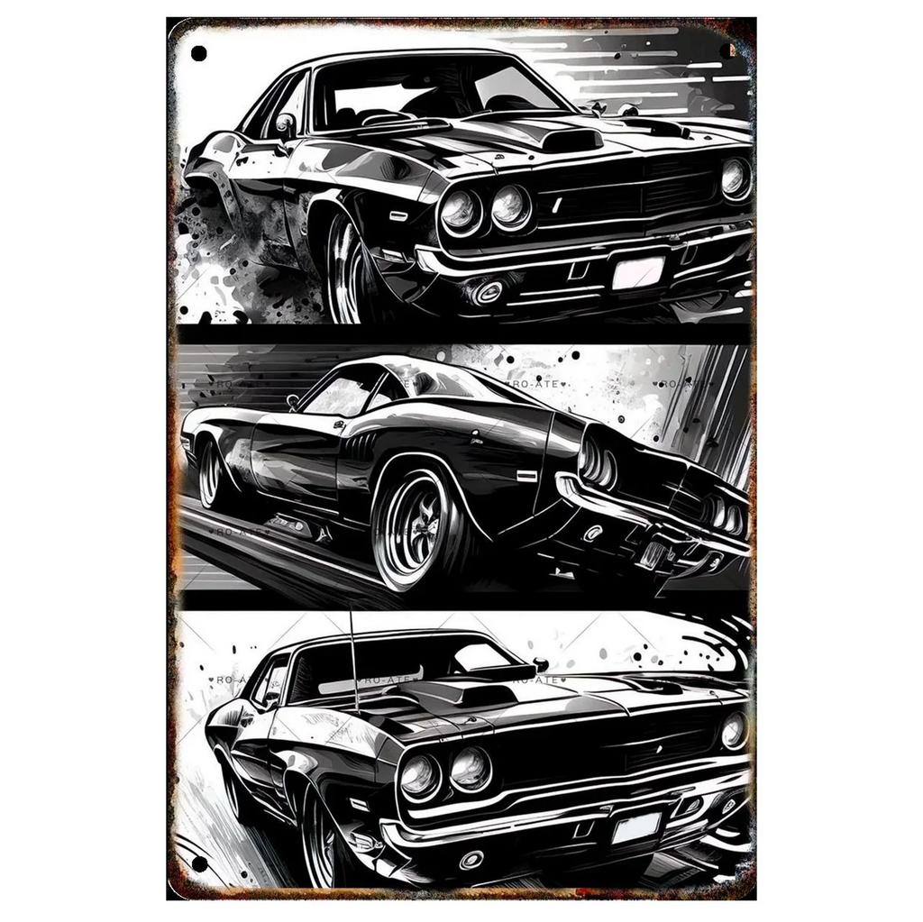 Plaque Metal Tin Signs Classic Cars Wall Decoration Vintage Art Posters Iron Painting for Man Cave Home Cafe Game Room Club Bar