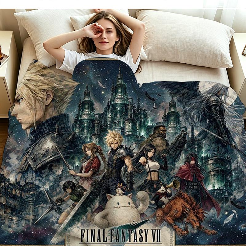 ffvii Game Print Flannel Blanket High Quality Warm Comfortable Cover for All Seasons Perfect for Gifts Home Decor