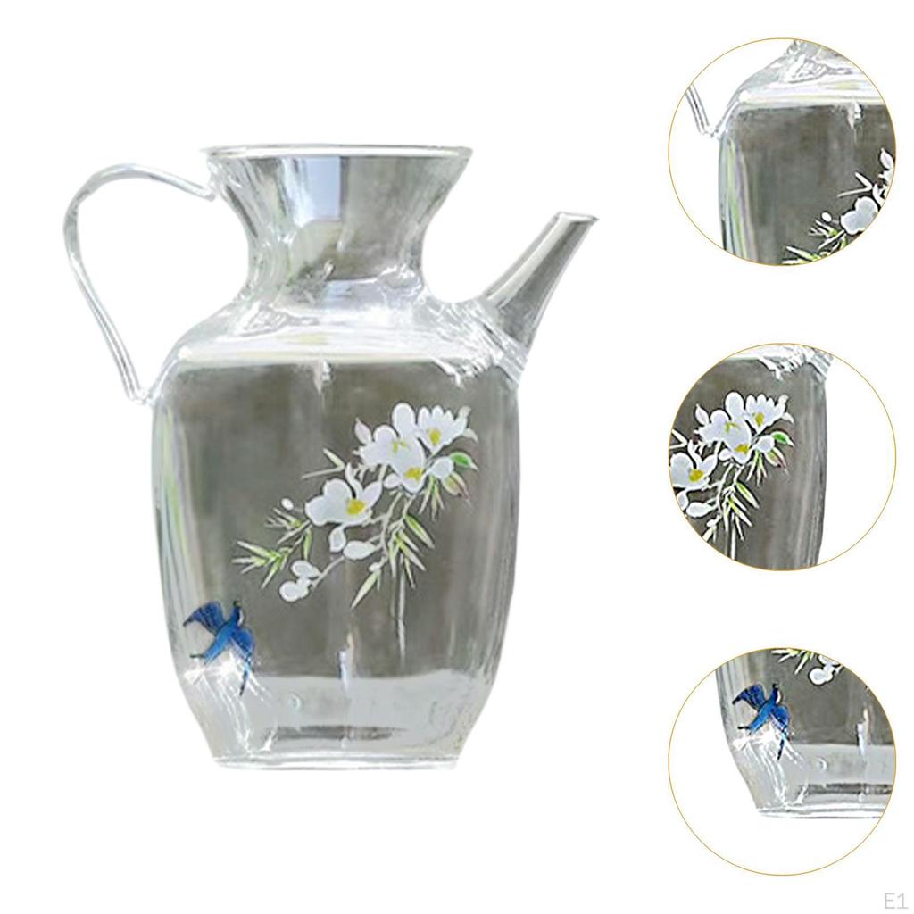 300ml Glass Teapot Cold Water Kettle, Portable Iced Tea Pitcher, Clear Kettle for Flower Tea,
