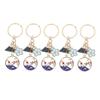 [FRCOLOR] Cherry Blossom Keychains, Set of 5, Enamel Flower and Mount Fuji Motif, Japanese Style, Zinc Alloy, Attachable To Bags, Keys, Wallets, and