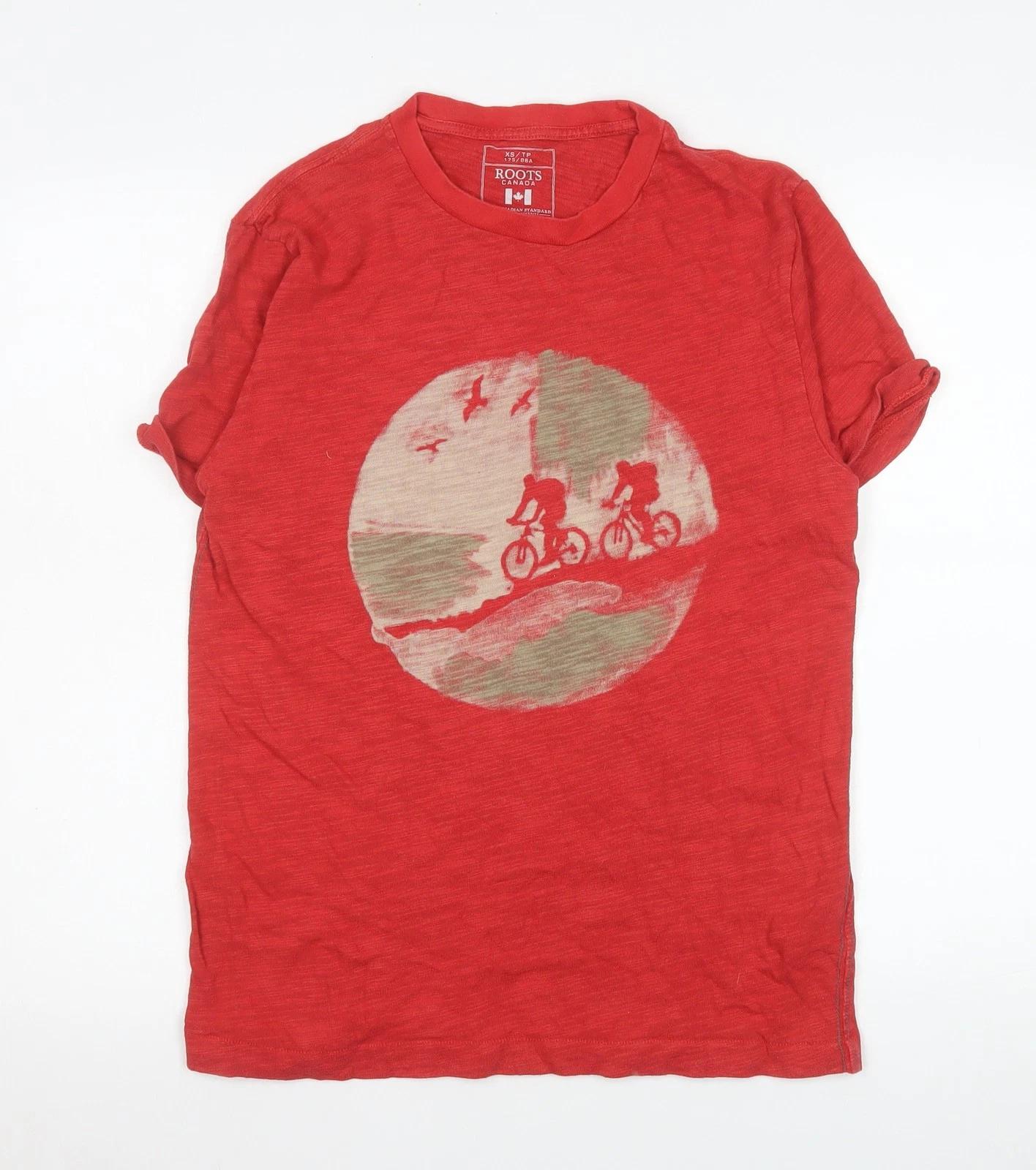 Roots Canada Men’s Red Graphic Cotton Crew Neck T-Shirt XS M