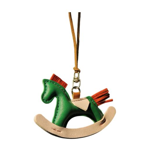 Cute Pony Pendant Car Rearview Mirror Charm Elegant Faux Leather Hanging Ornament for Car