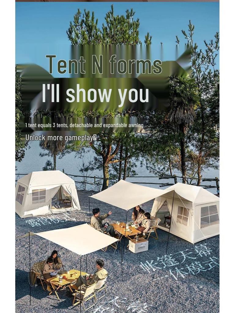 Automatic Two-in-One Inflatable Camping Tent with Awning