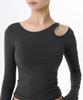 MUSINSA STANDARD WOMAN Women'S Tencel Slim Cut-Out String Long Sleeve T-Shirt [Dark Gray]