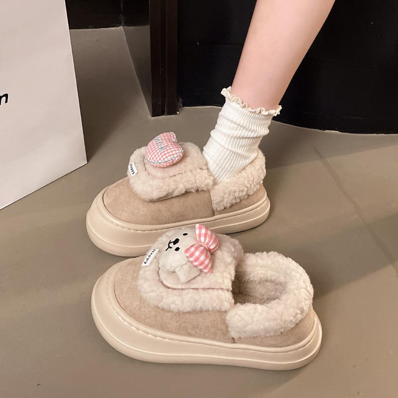 

Women s Cartoon Large Size Soft Sole Winter Warm Fur One Snow Boots Padded Lined Ankle Boots Anti-slip Hiking Casual Sports Cotton Boots 36/37 бежевый