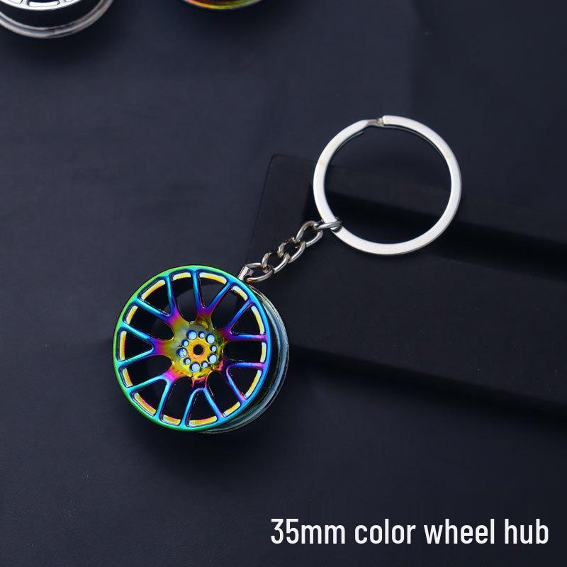 Motorcycle Wheel Keychain Pendant - Creative Laser-Printed Metal Hub