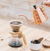 HARIO V60 Žáruvzdorný skleněný kávový dripper s povrchovou úpravou z olivového dřeva (02) pro 1-4 šálky (VDGR-02-OV)