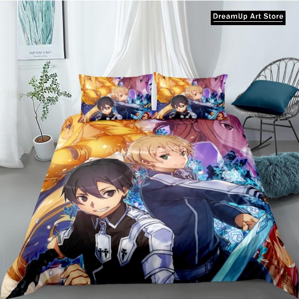 3D Print Fashion Anime Sword Art Online Bedding Set Boys Girls Twin Queen Full Size Duvet Cover Pillowcase Bed Adult Bedroom