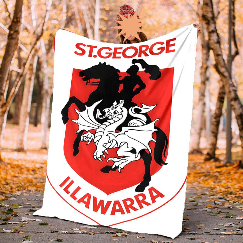 St George Illawarra Flannel Blanket Soft Warm All-Season Throw, Design for Camping, Car Travel, Hiking Sofa, Bed, Office Perfect Gift for Parties